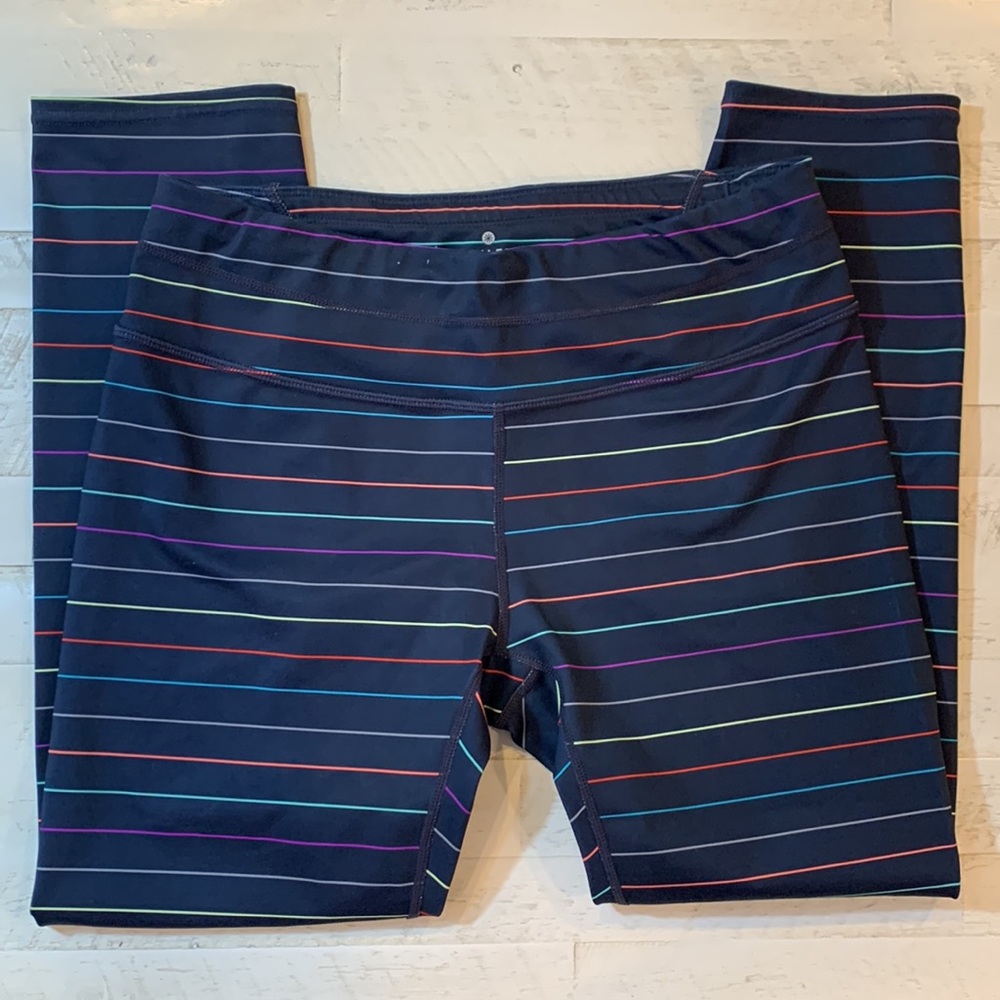 ATHLETA Sonar Multi Rainbow Striped Crops M